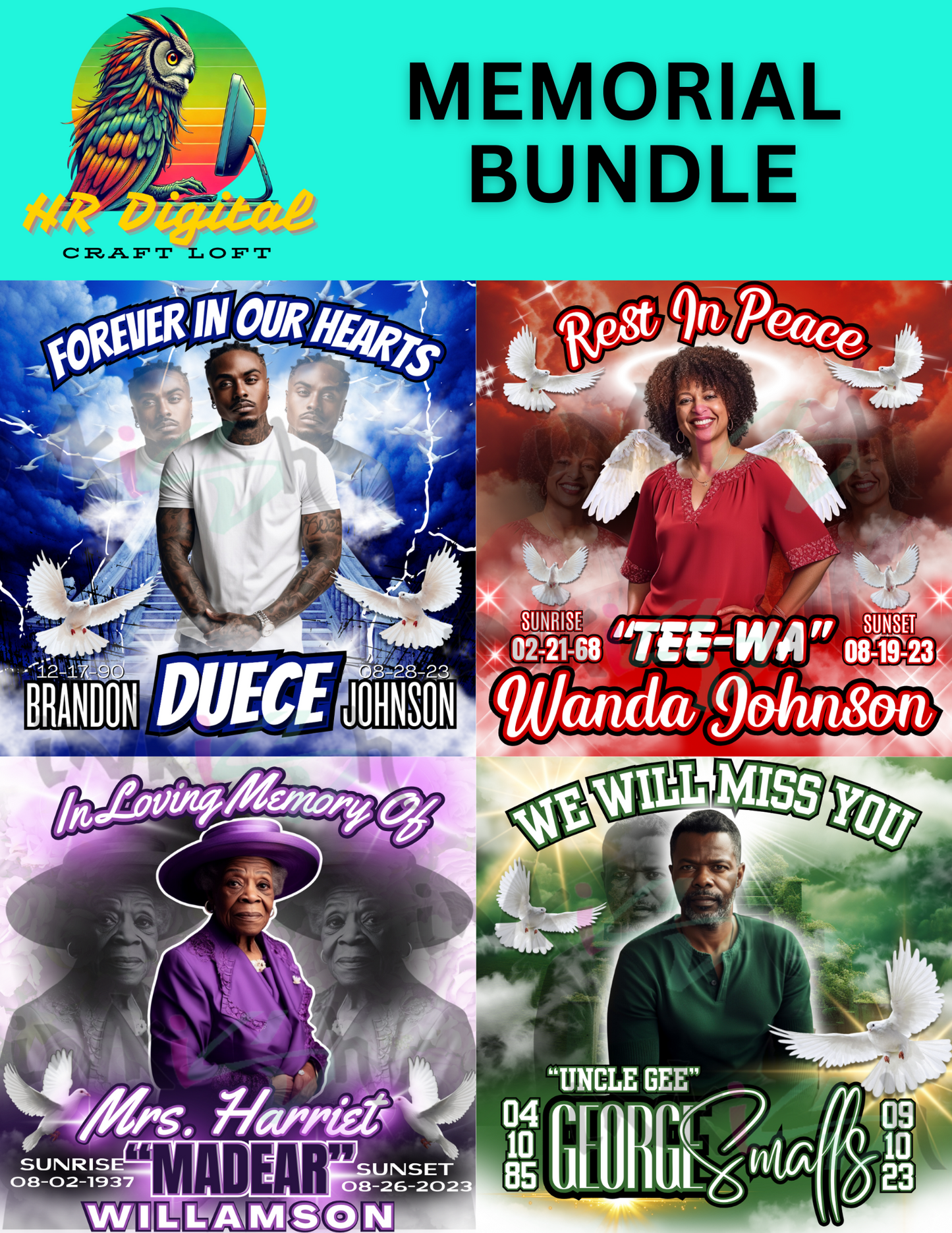 Memorial Digital Editable Design Bundle